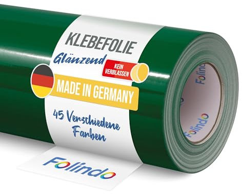 FOLINDO Möbelfolie selbstklebend 621 061 Grün Glanz Vinyl 5m x 126 cm Klebefolie Möbel, Klebefolie Küche, Möbelfolie, Folie für Möbel, Möbelfolie selbstklebende Folie, Küchenfolie selbstklebend