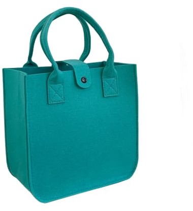 DxXU SewLife 1pc Small Plain Felt Tote Bag for Kids Age 3-6 Reusable Grocery Gift Bag for Party Favors DIY Handcraft (12.Turquoise)