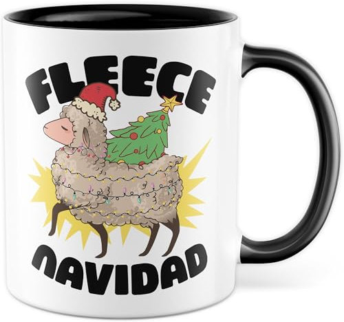 Taza de Navidad con texto divertido, regalo de forro polar, Navidad, taza de café de Papá Noel, idea de regalo para español, Feliz Navidad, árbol de Navidad, taza de Navidad, broma española, humor,