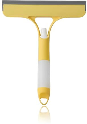 Raclette 3 en 1 avec vaporisateur intégré, nettoyeur à éponge et lame en silicone, raclette de douche, pour douche, salle de bain, miroirs, nettoyage de vitres, carrelage (25,7 x 21,5 cm)