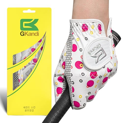 Golf Gloves Kids Junior Upgrade Grip Stylish 1 Pack, All Weather Breathable Gloves for Left Right Hand Youth Toddler Boys Girls (Pink, L, Left)