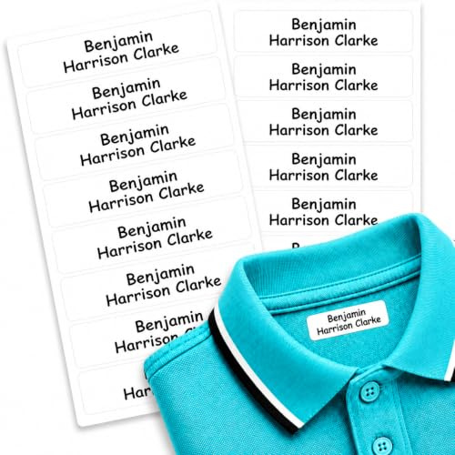 Papa Prints Pack of 40 Iron on Name Labels for Clothes (44 x 11 mm) Uniform Name Tags Iron on School Labels for Clothes