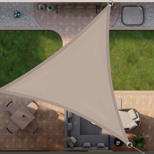 13x13x19FT Khaki Right Angle Triangle Sun Shade Sail, UV Blocking Sun Shades Canopy, Tear Resistant Waterproof Sunshade Cover Sunscreen Awning, for Backyard Porch Pergola Garden Patio