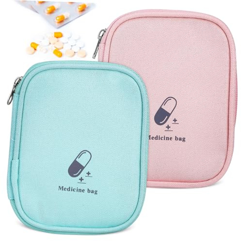 KOMBIUDA 2 Stück Kompakte Reise medikamententasche Wasserabweisende Oxford Leichte Aufbewahrungstasche für Medizinische Vorräte Farbige Notfalltasche für Camping Outdoor Home und Büro