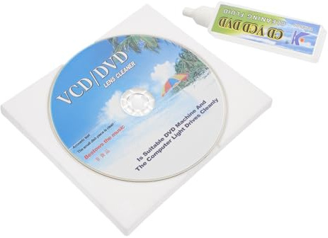 BESPORTBLE CD Reinigungskit Set mit Reinigungsdisc und Flüssigkeit Effektiver CD Player Reiniger zur Staub Fingerabdruckentfernung Langlebiges Material Einfache Anwendung für DVD Vcd und CD