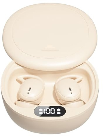 Yanmis Kabellose Bluetooth-Ohrhörer, Tragbare Kopfhörer mit Geräuschunterdrückung, Digitales Display, Hautfreundliche Silikon-Ohrstöpsel, In-Ear-Kopfhörer Zum Schlafen (Hautfarbe)