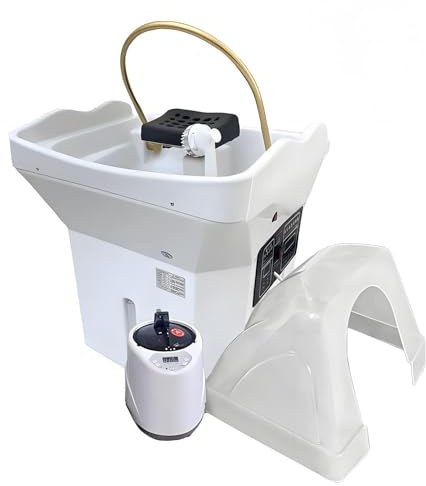 Équipement De Head Spa Japonais, Equipé d'un Réservoir d'eau 60l, Inclut Un Fumigateur Et Une Casque Vapeur, Bac A Shampoing Professionnel Mobile, Convient Aux Salons De Coiffure White