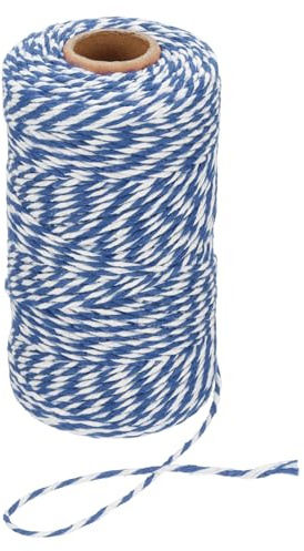 PATIKIL 100m Butcher String Twine,2mm Bakers Twine,Dark Blue White | Cotton Bakers Decorative Twine String Rope Cord,for Gift Wrapping Arts Crafts Party Kitchen Gardening