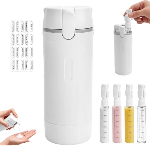 MplehDa Reise-Spenderflasche 4 in 1 Reiseflaschen zum Befüllen Mini-Shampoo-Spender mit Skala und Etikett tragbare Behälter für Shampoo Lotion Conditioner