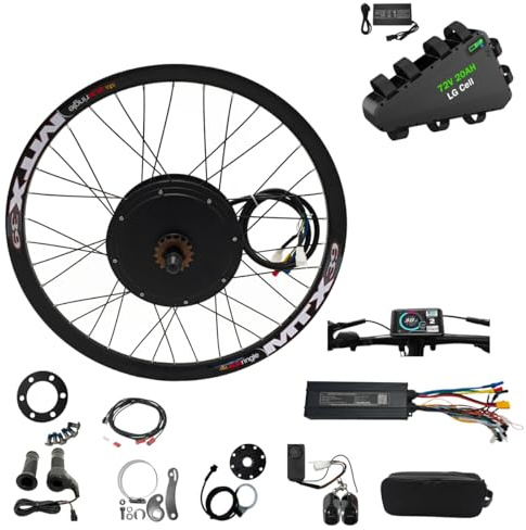 MTX39 E-Bike Hinterrad Umbausatz, 72V 3000W Nabenmotor Kit, mit 72V 20Ah Dreiecksakku, für 20–29 Räder (27,5 Zoll Hinten)