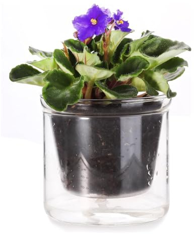 IJSDNVJNDX Maceta de Riego Automático de 4 Pulgadas, Maceta para Violeta Africana, Jardinera de Vidrio con Riego Inferior para Plantas de Interior y Propagación.