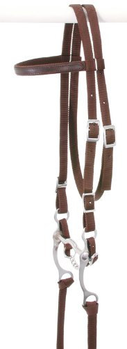 Tough 1 King Series Nylon Browband Bridle, Brown, Horse