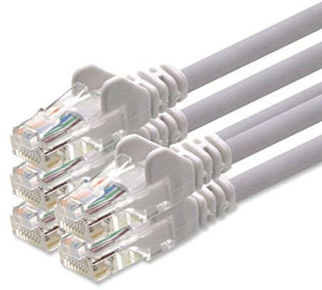 1aTTack-Cavo RJ45 UTP cat. 5, confezione da 5 Colore bianco bianco 1 m x 5
