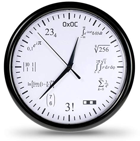 getDigital Matheuhr Wand Mathe-Uhr-Verschlüsselte Wanduhr mit vielfältigen Mathematik Aufgaben-Kreativer Geschenk-Artikel im eleganten Design, Weiß