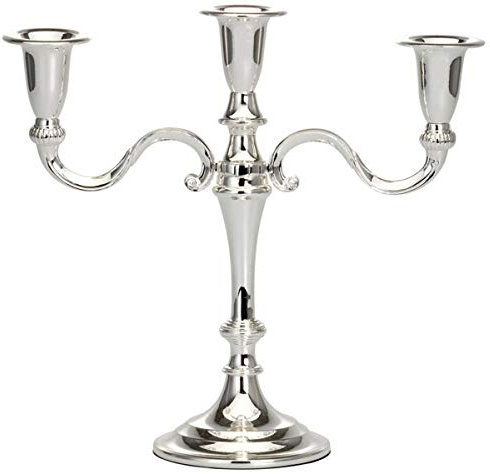 SILBERKANNE Kerzenleuchter 3-lichtig 21,5 cm edel versilbert und hochglanzpoliert in Premium Verarbeitung