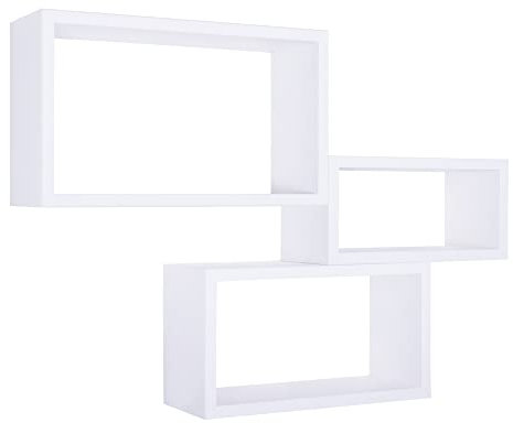 MODULARREDO | TRITTICO Set di 3 Mensole da Muro, Libreria Sospesa, Libreria Parete, Scaffale Parete, Bianco, 45x27 p15.5 cm, 40x22 p15.5 cm e 35x17 p15.5 cm - Made in Italy