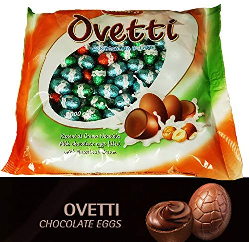 Huevos de chocolate con leche rellenos con crema de avellana bolsa 1kg