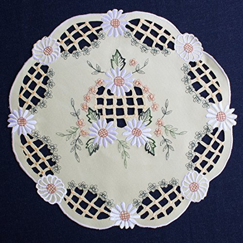 Tischdecke Tischläufer Mitteldecke Deckchen Kornblume Gelb (30cm Rund)