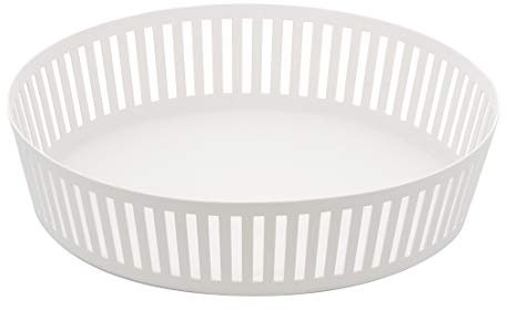 Yamazaki 3811 TOWER Tiefer Obstkorb, weiß, Stahl, minimalistisch, 21.5 x 21.5 x 10 cm