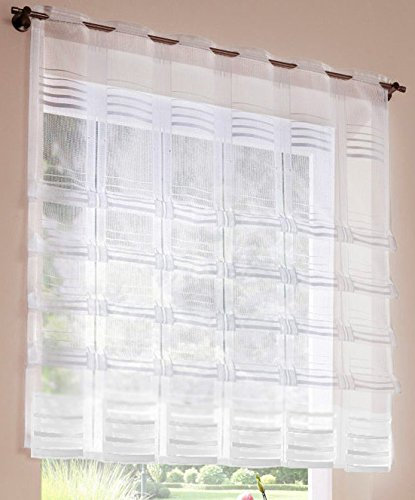 Clipsrollo (HxB) 145 x 63cm WEIß transparenter Stoff Stangendurchzug inklusive Clipse waschbar, 813468-3