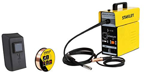 Stanley Schweißgerät Mikromig, mit Fülldraht, Schweißmaschine 230 V / 65-90 A, mit Schweiß-Zubehör - 10880