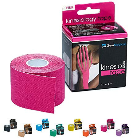 GemMedical Kinesiologie tape Pink Rolle 5cm x 5m | Kinesiotapes | Wasserfestes & elastisches | Hautfreundliche Sport Tapes | Profi Physio Tape | Muskelunterstützung | Baumwolle | Rosa