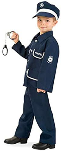 KarnevalsTeufel Kinderkostüm Polizist Petersen 2-tlg. mit Mütze Polizei-Uniform dunkelblau, Fasching, Karneval, Mottoparty (128)