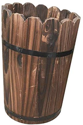 Backbayia - Cesta de plantas con cubo de madera para colgar en la oficina o en el balcón