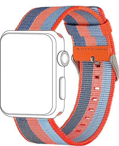 topp - Nylon Armband für Apple Watch 42/44 mm, Orange/Blau