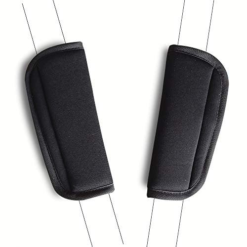 SeedFuture Baby Gurtpolster für Kinderautositze Schwarz 2 Stück, Verstellbar und Universal Kinderwagen Schultergurt Kissen Pads für Kinder Kinder Neugeborenen