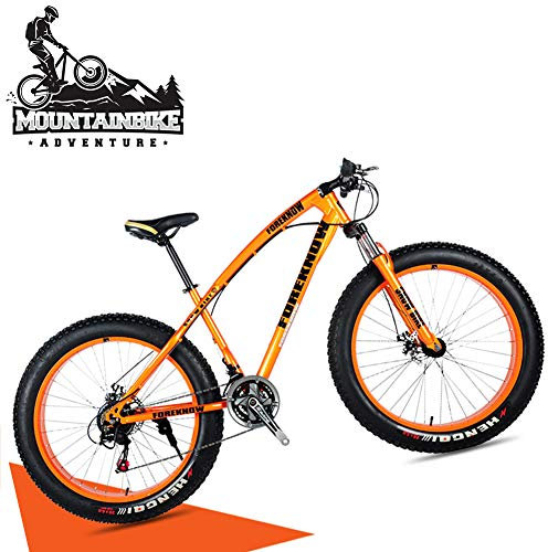 NENGGE 20 Zoll Mountainbike Fette Reifen Fahrräder für Damen, Mädchen Hardtail MTB mit Gabelfederung & Scheibenbremsen, Rahmen aus Kohlenstoffstahl,Orange,24 Speed