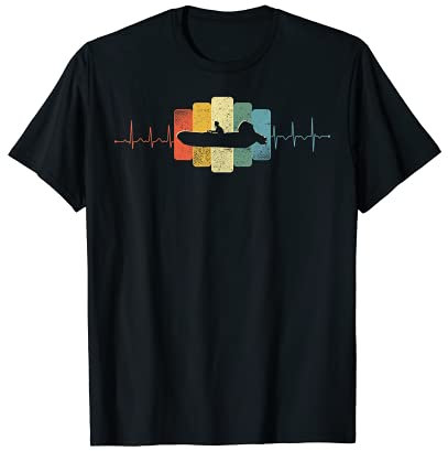 Kapitän Motorboot Yacht Herzschlag EKG Vintage Schlauchboot T-Shirt