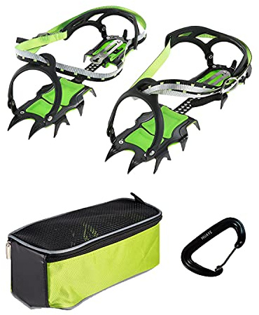 BRS S1B Teeth Ice Crampons Skid Spikes Winter Snow Boots Shoe Cover Clips with Carabiner for Outdoor Hiking and Climbing (2.5)