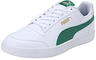 PUMA Unisex ShuffleSneaker, Puma Weiß, Amazongrün, Elfenbein, leuchtendes PUMA Teamgold, 44.5 EU