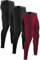 BUYJYA Lot de 3 ou 5 pantalons de compression pour homme - Collants de course à pied - Leggings d'entraînement athlétiques frais et secs pour le yoga et la gym - Cadeau, Noir-Noir-Crimson, Taille XL