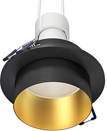 ledscom.de Deckeneinbaurahmen KRON, rund, schwarz/gold matt, inkl. GU10 LED 630lm, warmweiß