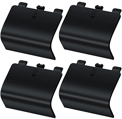 Battery Cover for Xbox Series S, Cheap Replacement Back Shell Door Lid Repair Part to Microsoft Xbox Series X Controller, Black Batteries Port Cap Outside Case for New Xbox Core Wireless Remote,4 Pack