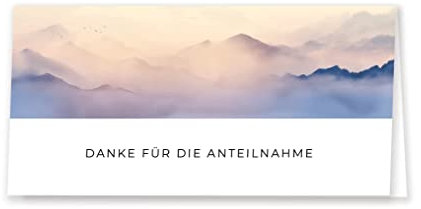 Friendly Fox 12 Danksagungskarten Trauer mit Umschlag, Trauerkarten Danksagung mit Umschlag Berge, Klappkarte Danke nach Beerdigung