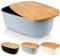 Vilde Bread Bin with Wooden Board, Grey, Bread Basket, Bread Box, Bread Container, Large Bread Pot for Storage, Bread Box, Bread Storage Box, 39 x 23.5 x 15.5 cm