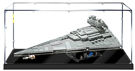 Acryl Vitrine Box Für Lego 75252 Imperialer Sternzerstörer Konstruktionsspielzeug, Acryl Vitrine, Durchsichtige Display Box Mit Schwarzem Sockel Staubdichte Aufbewahrungsvitrine 114X70x49cm 3mm