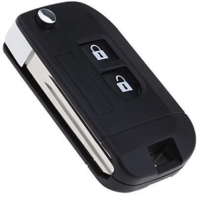 Create idea Coque de Clé à Distance à 2 Boutons Compatible avec Micra Note Navara Qashqai Murano Patrol X-Trail Almera Housse de Protection pour Clé à Distance Pliable avec Lame Non Coupée
