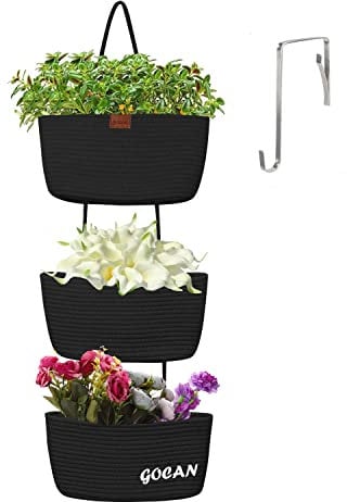 GOCAN hängeorganizer Organizer Wand Organizer tür,3-stufiger Hängekorb aus Baumwollseil gewebt,Organizer hängend badbadkorb zur Aufbewahrung Kinderzimmer Bad und Schlafzimmer