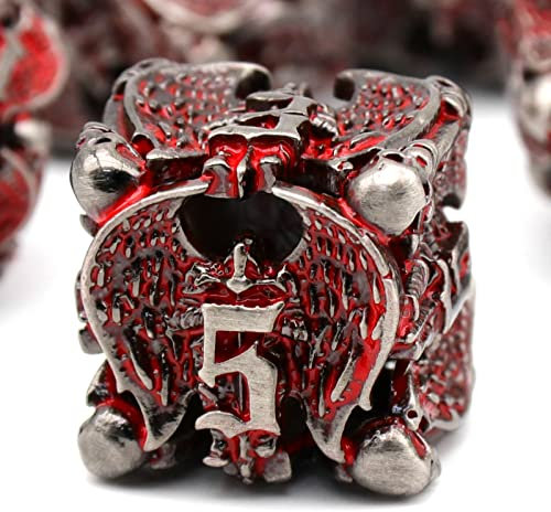 HNCCESG D&D Würfel Set Metall Spielwürfel Hohle Engel D&D Würfel Polyedrische Würfelset für Pathfinder MTG RPG DND Dice Set W20 W12 W10 W8 W6 W4 (Engel Blut)
