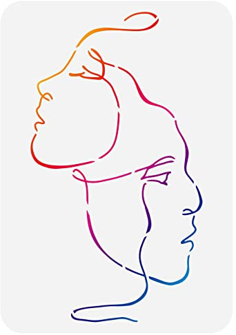 FINGERINSPIRE Abstrakte Gesichter Schablone 21x29.7cm Zwei Frauen Gesichter Schablone, Plastik Gesichter Linienmuster Malschablone, Wiederverwendbare Schablonen Für Wand Möbel Dekoration