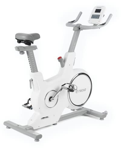 TREXO Stationärer Heimtrainer mit Computer und LCD-Display, magnetischem Widerstandssystem, stabiler Konstruktion und 5kg Schwungrad Weiß EB-500S
