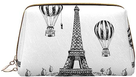 Bunte Baum Leder Make-up Tasche Kleine Reise Kosmetiktasche mit Reißverschluss Make Up Tasche für Frauen, Paris Tower, Einheitsgröße