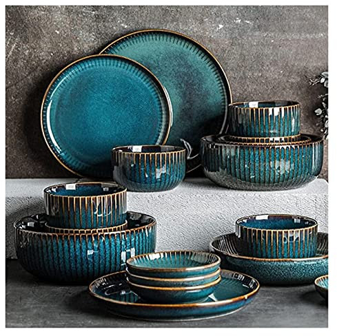 Set di stoviglie per la casa o un ristorante speciale, Set di stoviglie in ceramica per ristoranti per la casa retrò, Set da tavola di lusso, inclusi set di ciotole per piatti, usati per sna