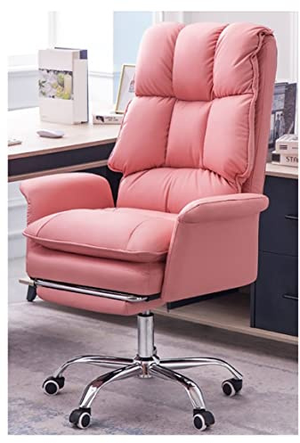 Chaise de Bureau Ergonomique Inclinable de Direction AMYSTY Rose avec Repose-pieds et Roulette, Dossier Haut et Hauteur Réglable, Pour Bureau et Jeu