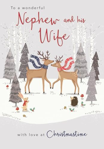Piccadilly Greetings Weihnachtskarte, Motiv: Paar Neffe und Ehefrau, 2 Hirsche, 20,3 x 15,2 cm