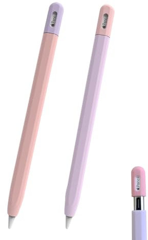 B-JWYFY 2 Pack Silicone Case for Apple Pencil USB C, Durable Thin Cover Sleeve, Lightweight Holder Grip for Apple Pencil 3rd Generation Protect Accessories (Pink & Purple)